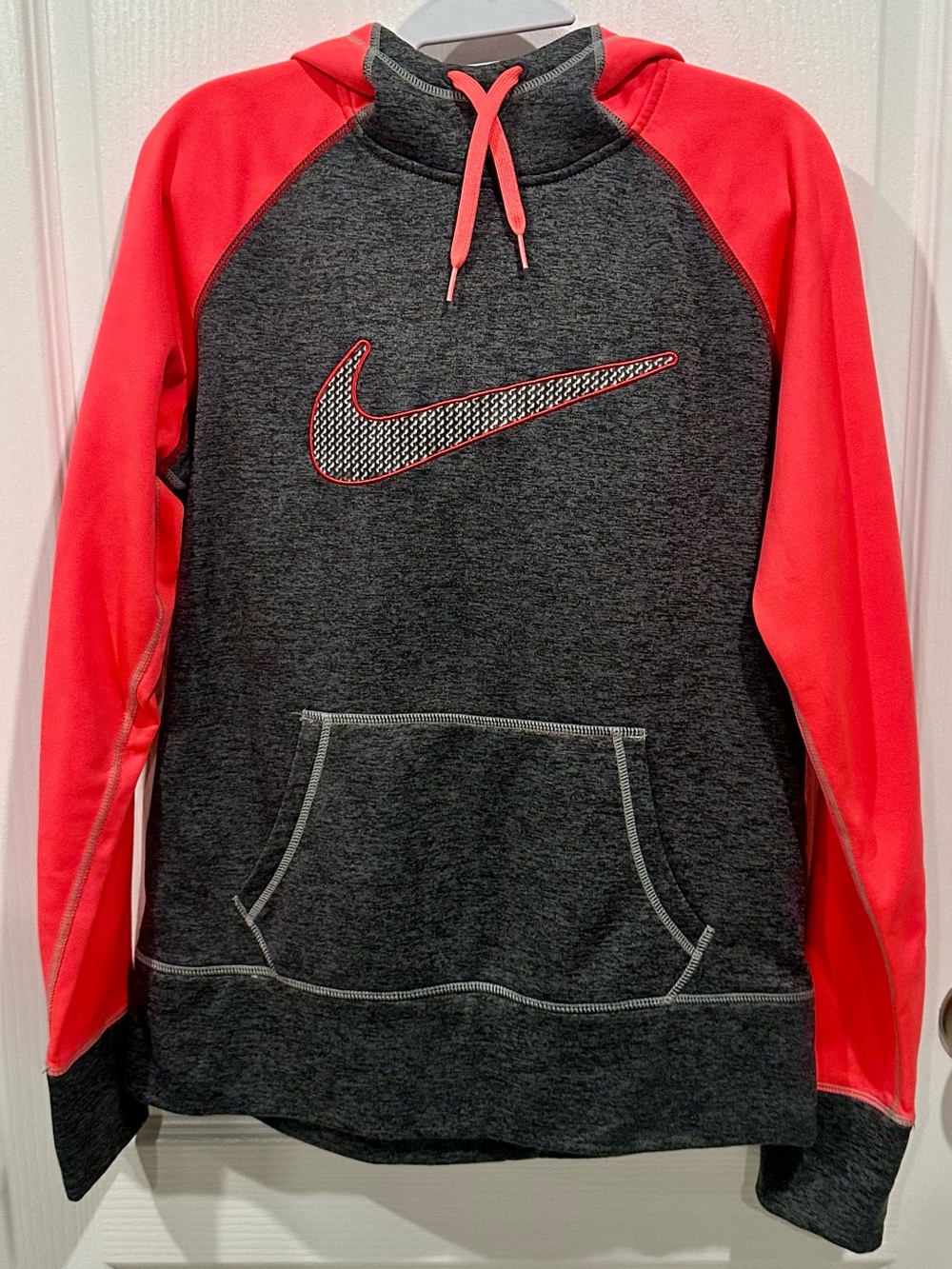 Nike Gray Hoodie with Coral Trim Therma-Fit